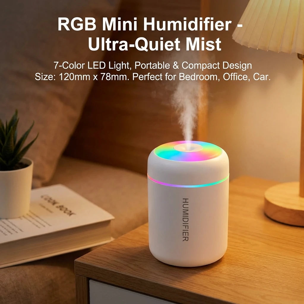 USB Air Humidifier LED Desktop Cool Mist Sprayer Aroma Diffuser Essential Oil Purifier for Home Bedroom