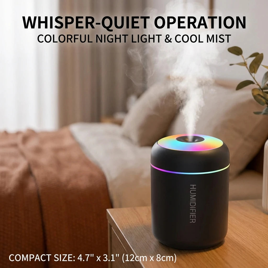 USB Air Humidifier LED Desktop Cool Mist Sprayer Aroma Diffuser Essential Oil Purifier for Home Bedroom